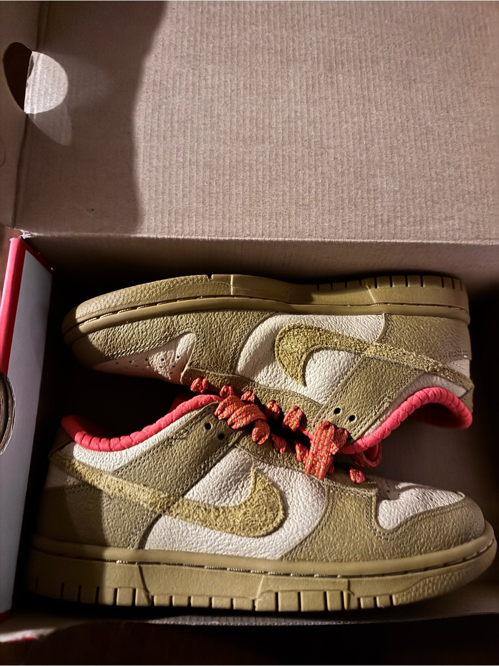Nike Women's Olive and Coral Low-Top Sneakers